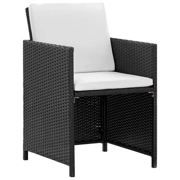 vidaXL udendørs spisesæt 11 dele med hynder polyrattan sort