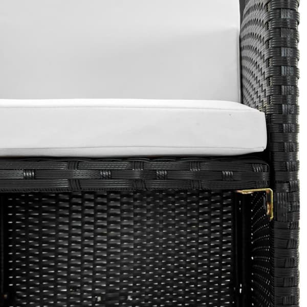vidaXL udendørs spisesæt 11 dele med hynder polyrattan sort