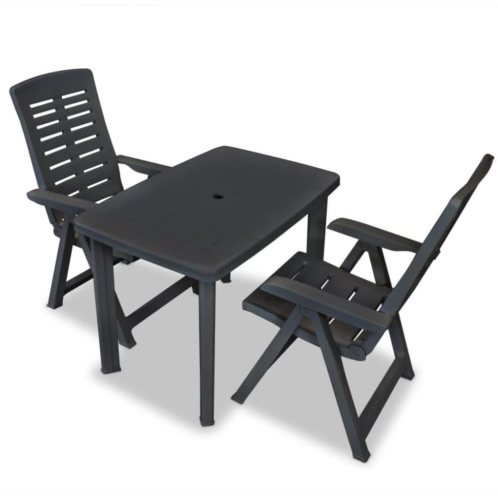 vidaXL 3-osainen Bistrosarja muovi antrasiitti