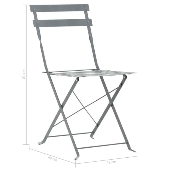 vidaXL 3-osainen Bistrosarja Teräs Harmaa