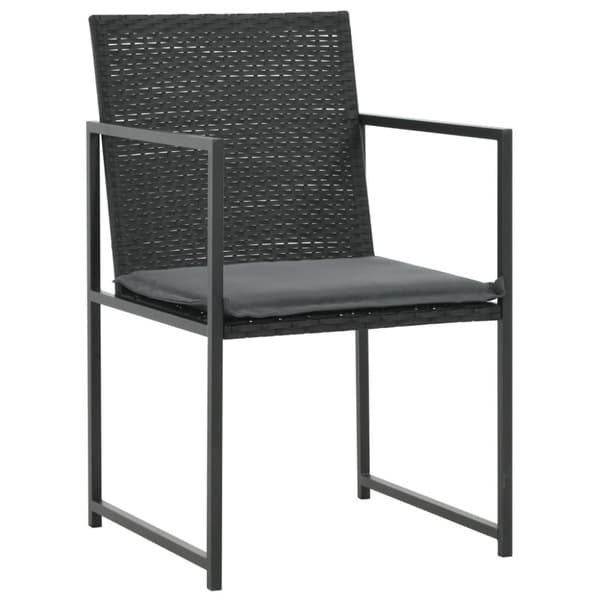 vidaXL udendørs spisebordssæt 7 dele med hynder polyrattan sort