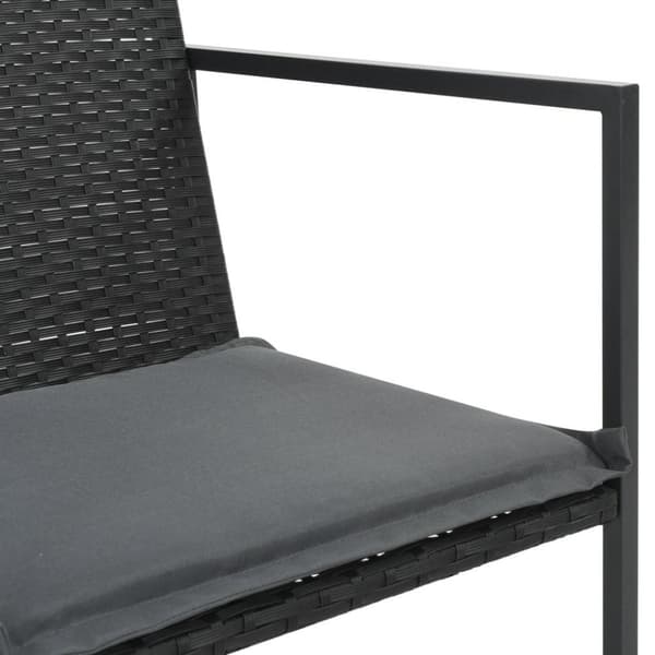 vidaXL udendørs spisebordssæt 7 dele med hynder polyrattan sort