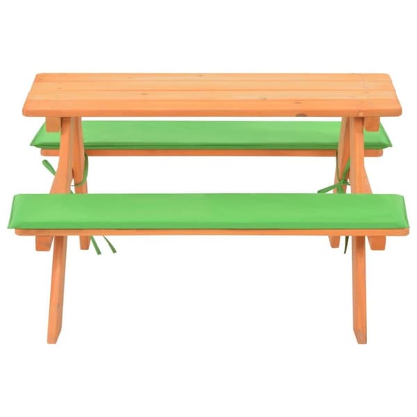 vidaXL picnicbord med bænke til børn 89 x 79 x 50 cm massivt grantræ