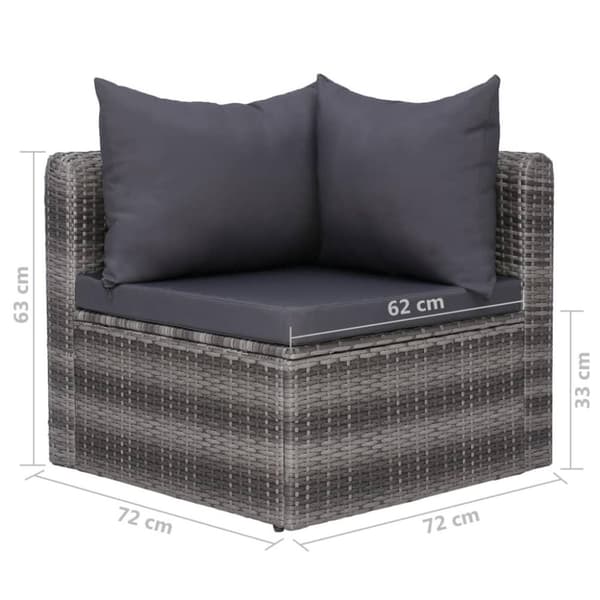 vidaXL haveloungesæt 8 dele med hynder polyrattan grå