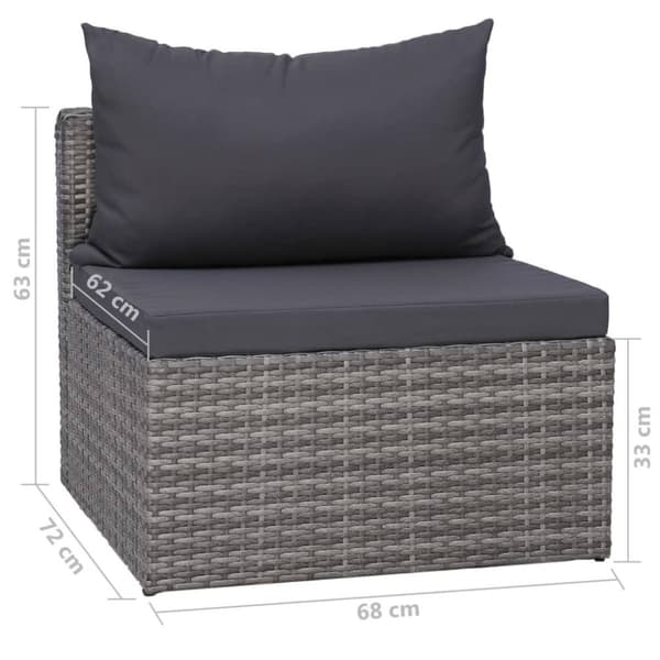 vidaXL haveloungesæt 8 dele med hynder polyrattan grå