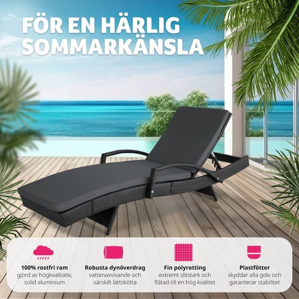 Solsäng i konstrotting Océane - svart