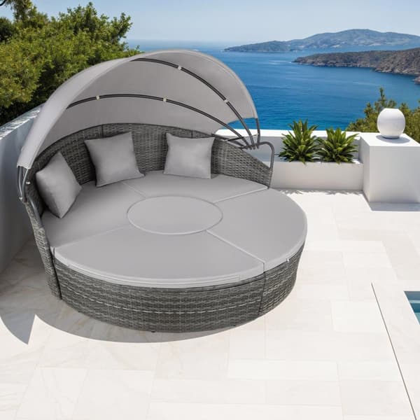 Rund solsäng Santorini i konstrotting - grå