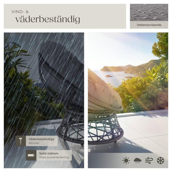 Roterande Gargano rottingfåtölj - grå
