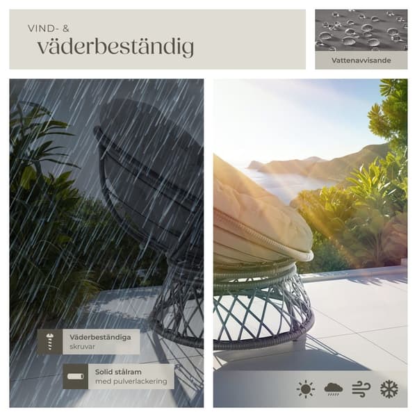 Roterande Gargano rottingfåtölj - svart