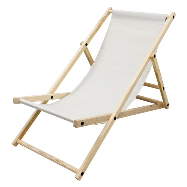 ECD Germany puinen kokoontaitettava kansituoli - 3 makuuasentoa - enintään 120 kg - beige - aurinkotuoli puutarhatuoli rentoutuva lepotuoli rantatuoli