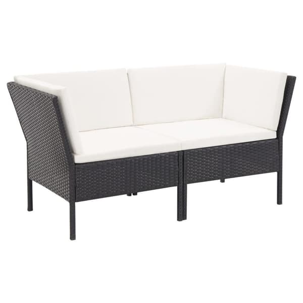 vidaXL haveloungesæt 6 dele med hynder polyrattan sort