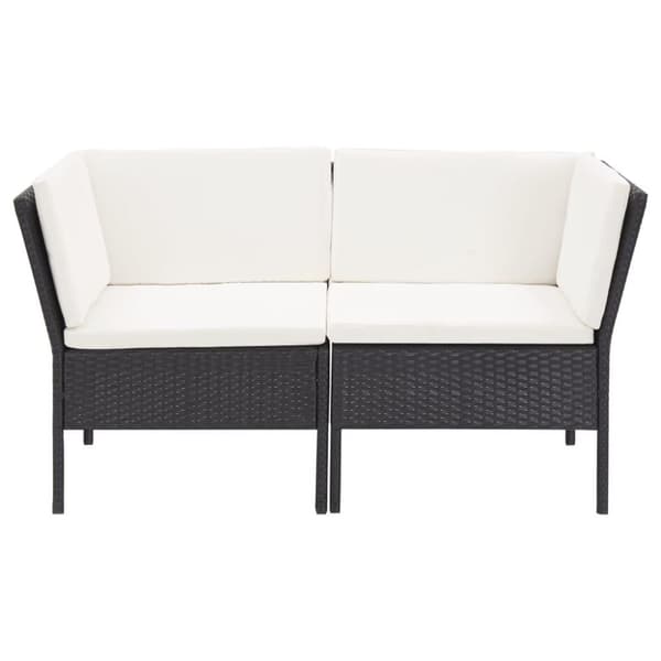 vidaXL haveloungesæt 6 dele med hynder polyrattan sort
