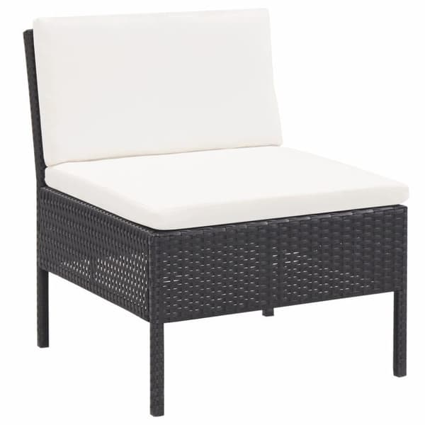 vidaXL haveloungesæt 6 dele med hynder polyrattan sort