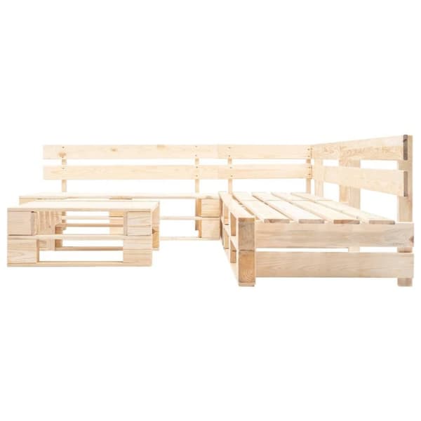 vidaXL Pallsoffa 4 delar naturligt trä