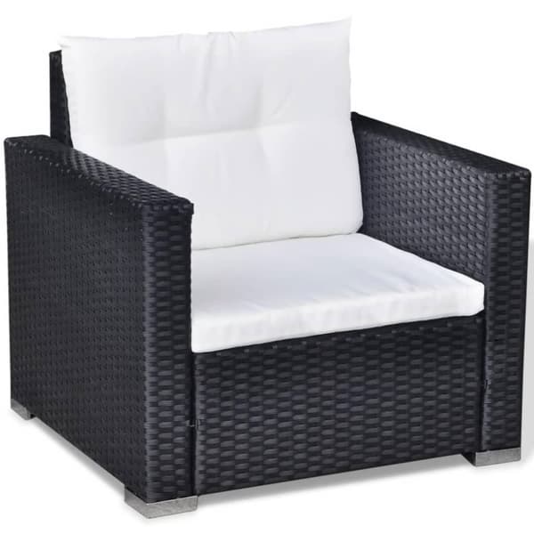 vidaXL haveloungesæt 6 dele med hynder polyrattan sort