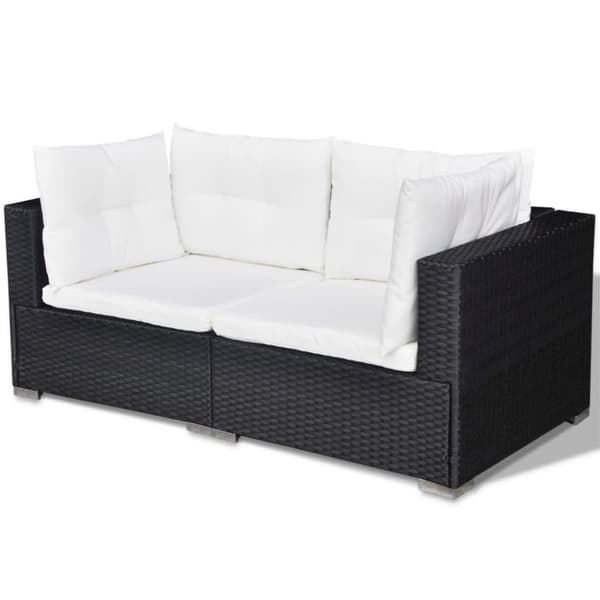 vidaXL haveloungesæt 6 dele med hynder polyrattan sort