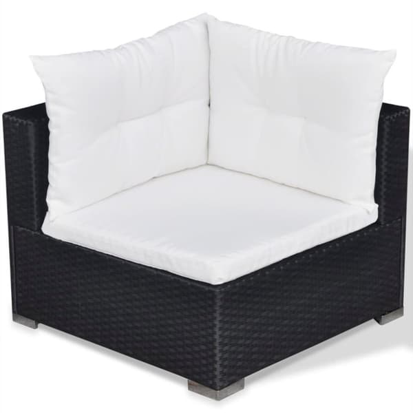 vidaXL haveloungesæt 6 dele med hynder polyrattan sort