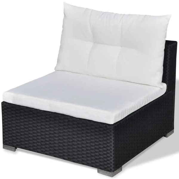 vidaXL haveloungesæt 6 dele med hynder polyrattan sort