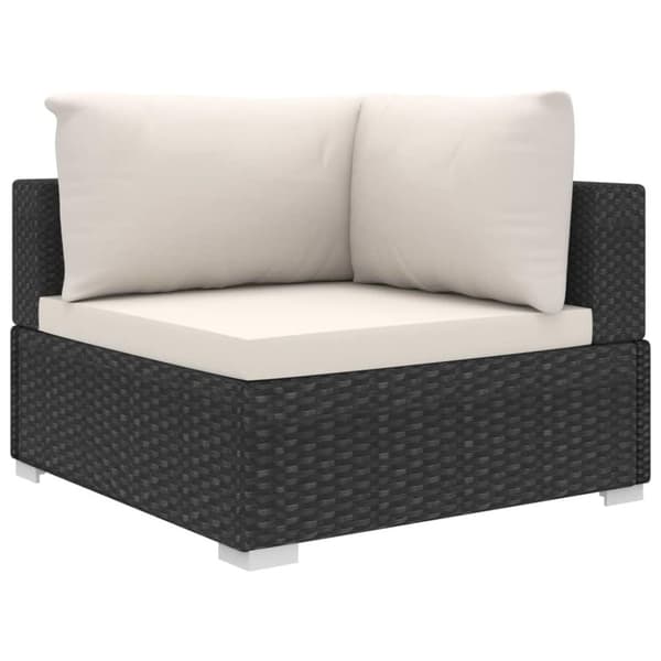 vidaXL haveloungesæt 6 dele med hynder polyrattan sort