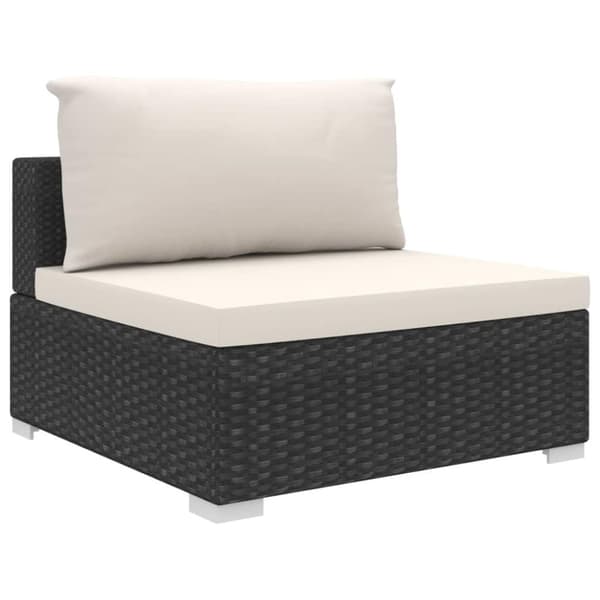 vidaXL haveloungesæt 6 dele med hynder polyrattan sort