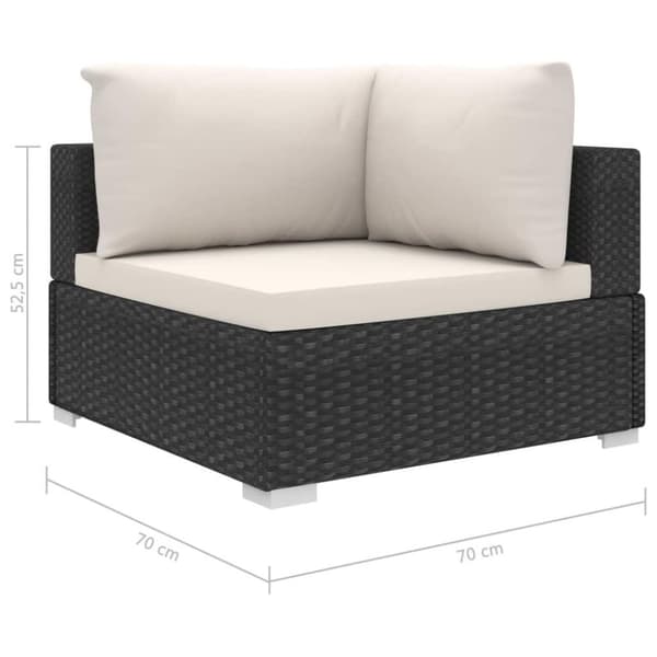 vidaXL haveloungesæt 6 dele med hynder polyrattan sort