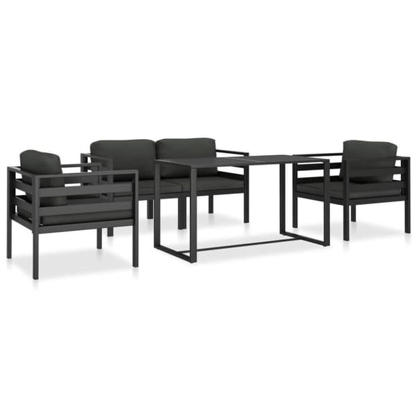 vidaXL Soffgrupp för trädgården 5 delar med dynor aluminium antracit