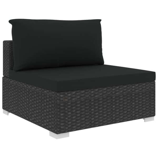vidaXL haveloungesæt 10 dele med hynder polyrattan sort