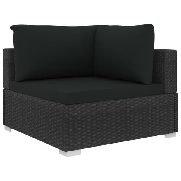 vidaXL haveloungesæt 10 dele med hynder polyrattan sort