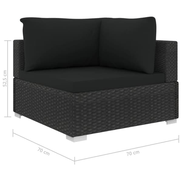 vidaXL haveloungesæt 10 dele med hynder polyrattan sort