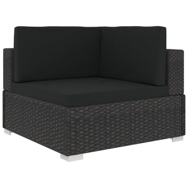 vidaXL haveloungesæt 5 dele med hynder polyrattan sort