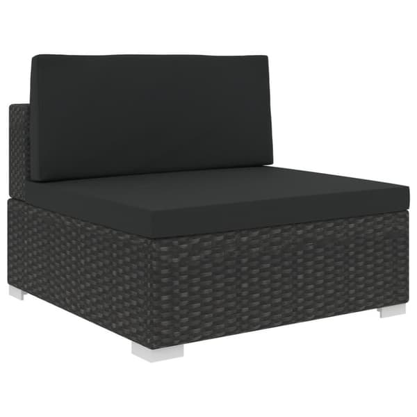 vidaXL haveloungesæt 5 dele med hynder polyrattan sort