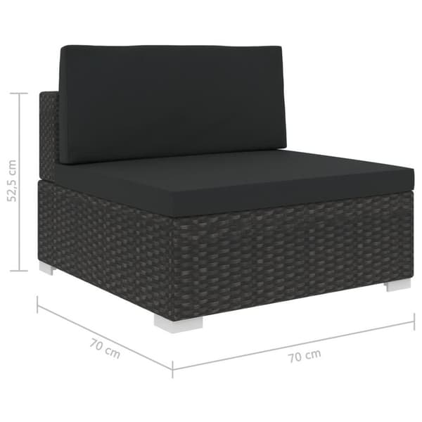 vidaXL haveloungesæt 5 dele med hynder polyrattan sort