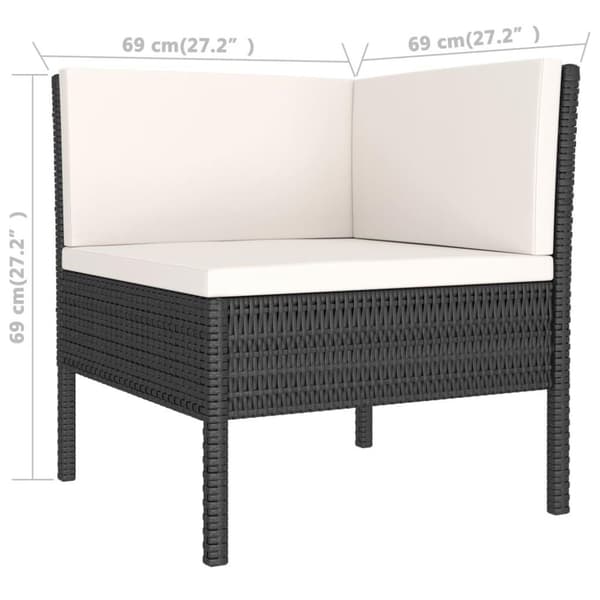 vidaXL loungesæt til haven 3 dele med hynder polyrattan sort