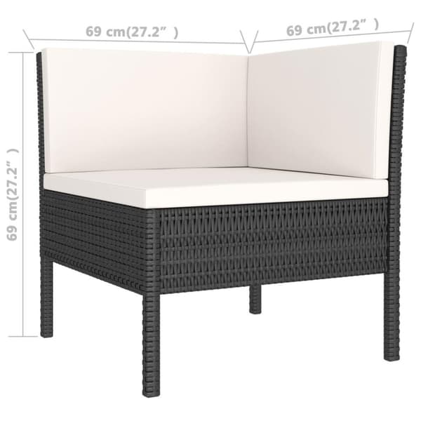 vidaXL loungesæt til haven 8 dele med hynder polyrattan sort