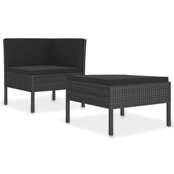 vidaXL Hagesofagruppe med puter 2 deler polyrotting svart