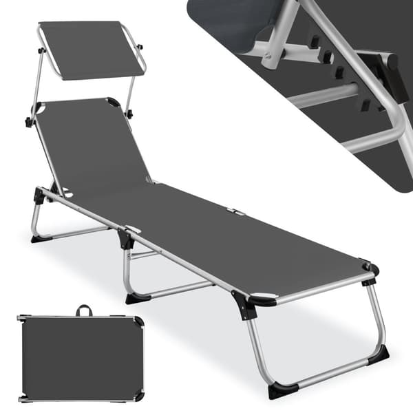 Solstol Aurelie aluminium, 6-faldigt justerbar - grå