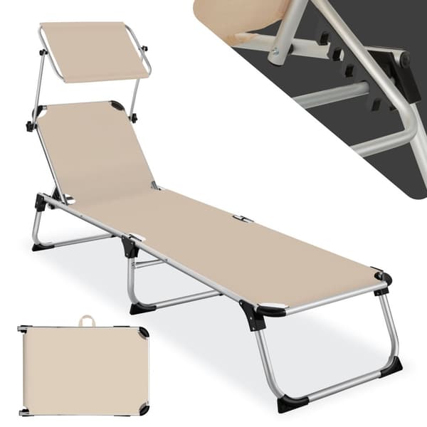 Solseng Aurelie aluminium, justerbart ryglæn - beige