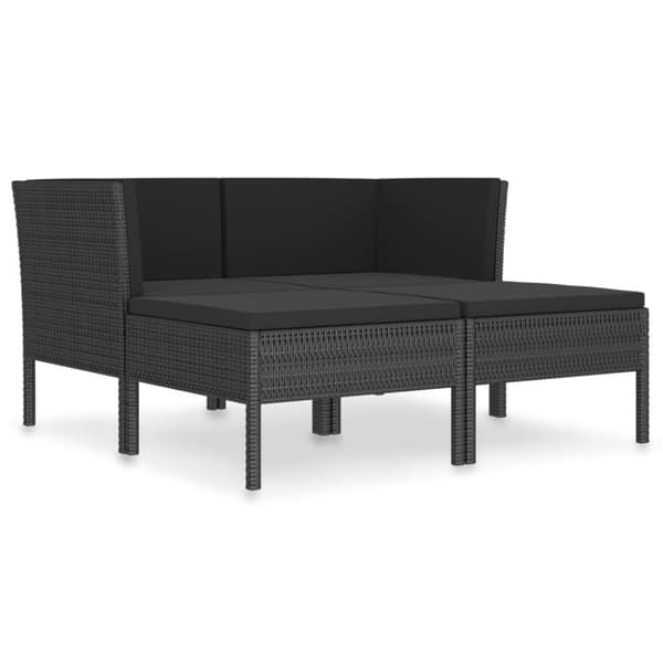 vidaXL Hagesofagruppe med puter 4 deler polyrotting svart