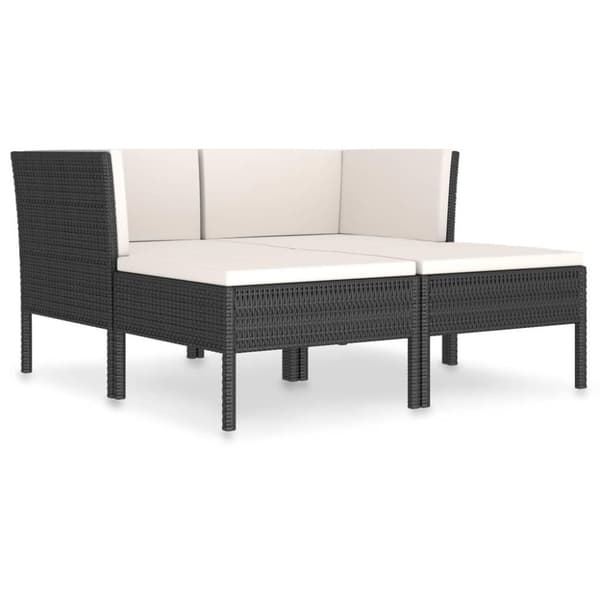 vidaXL Hagesofagruppe med puter 4 deler polyrotting svart