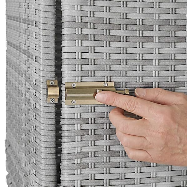 Sæt med liggestole + bord i polyrattan/aluminium - lysegrå