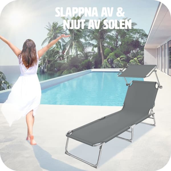 Solsäng med soltak - grå