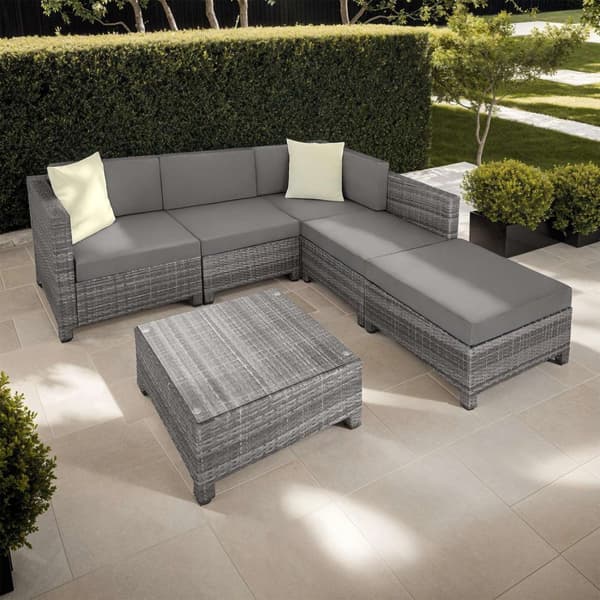 Polyrattan loungesæt med aluminiumstel - grå