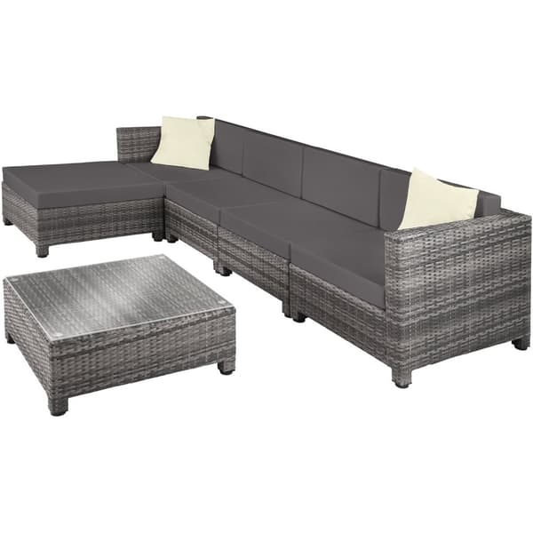 Polyrattan loungesæt med aluminiumstel - grå