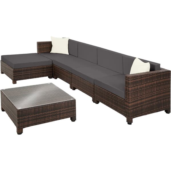 Polyrattan loungesæt med aluminiumstel - sort/brun
