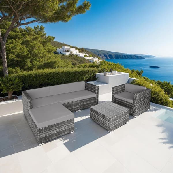 Polyrattan loungesæt Milano - grå