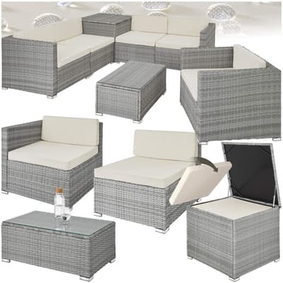 Loungeset/Loungegrupp Pisa i konstrotting - ljusgrå