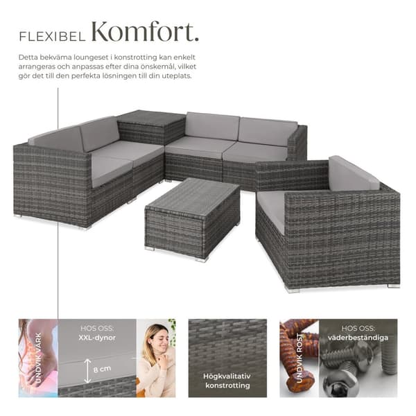 Loungeset/Loungegrupp Pisa i konstrotting - grå