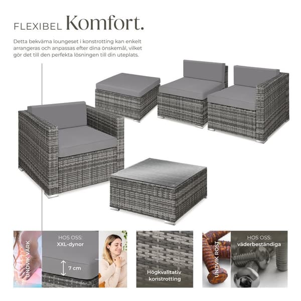 Loungeset/Loungegrupp Milano i konstrotting - grå
