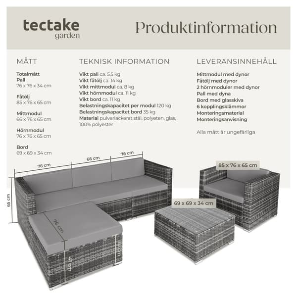 Loungeset/Loungegrupp Milano i konstrotting - grå