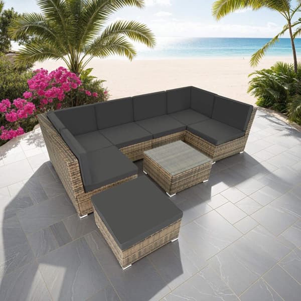 Polyrattan loungesæt Venedig - natur